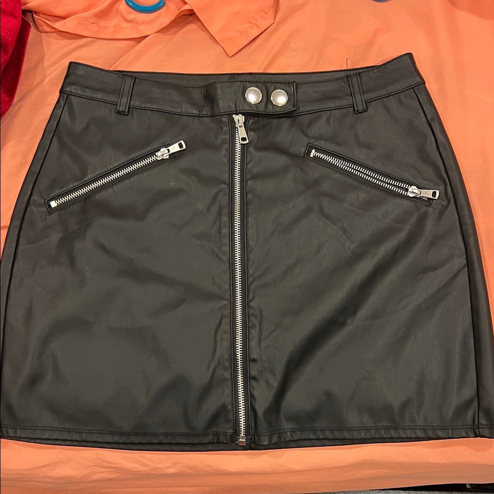 Black Faux Leather Mini Skirt